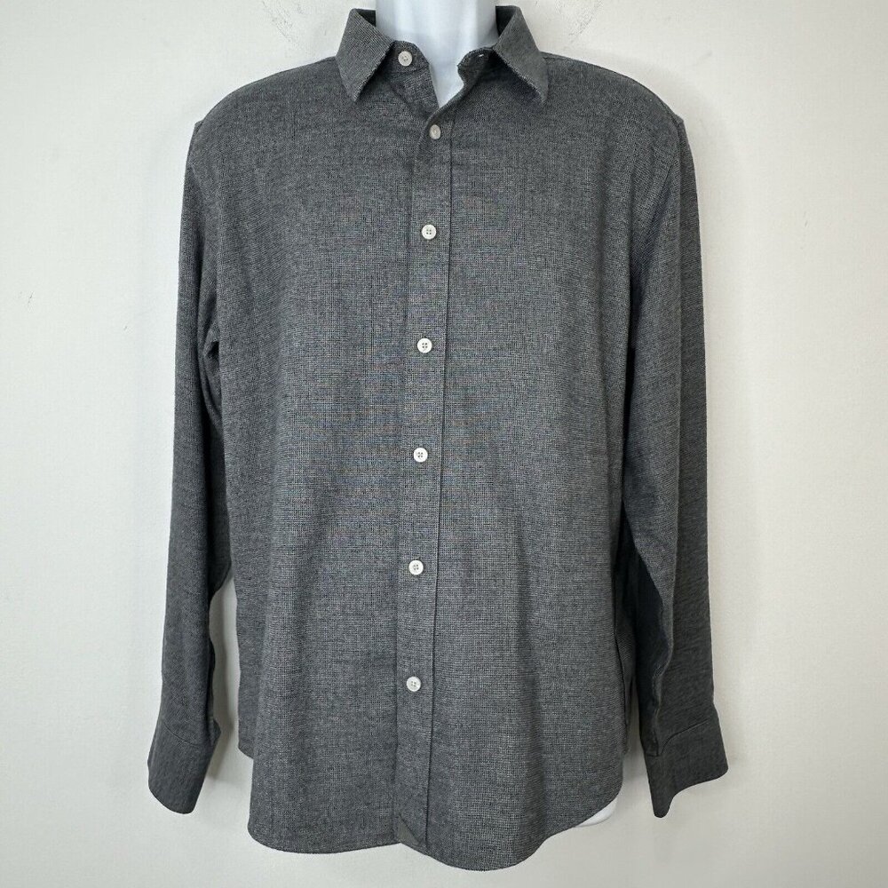 UNTUCKit Veneto WF Long Sleeve Shirt Gray Button Front Slim Fit Large Cotton